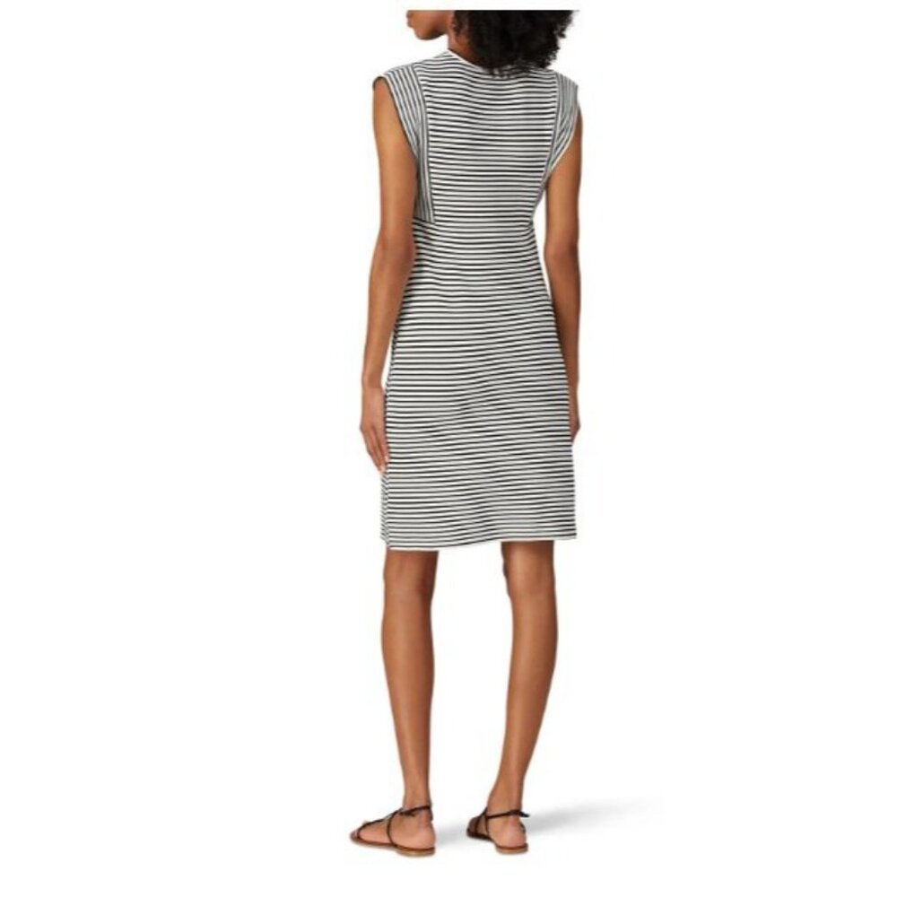 DEREK LAM Collective Dress Italian Size 42 (Medium/6) Stripe Stretch Knit Sheath - Picture 2 of 8